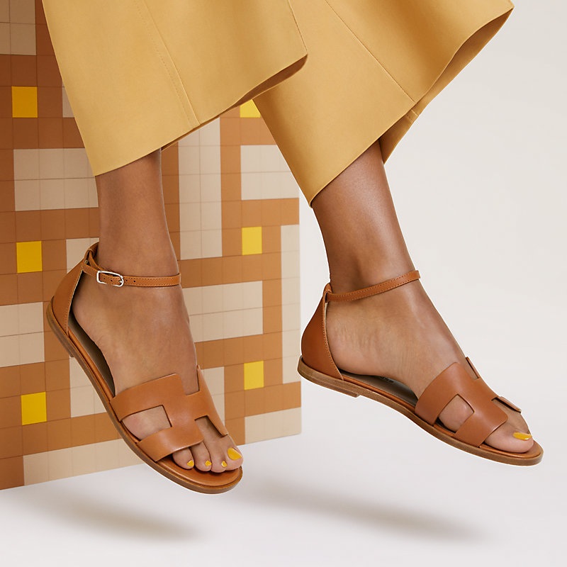 HERMES Santoriniサンダル Hermes Santorini Sandals Metallic Gold & Black Sz 36.5 | eBay